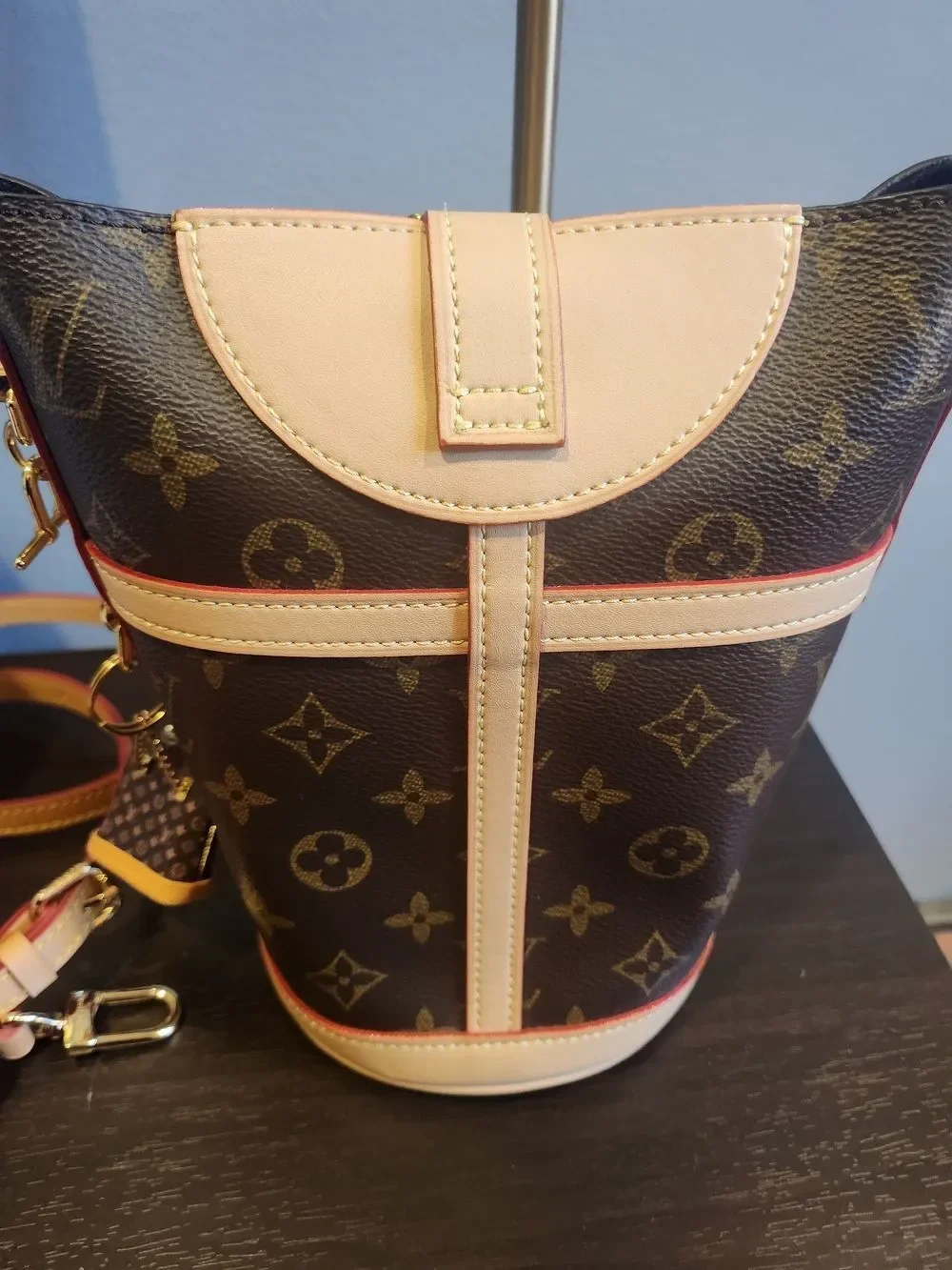 Brown Canvas Monogram Lock It Bucket Crossbody - Picture 2 of 15